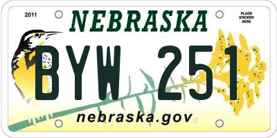 NE license plate BYW251