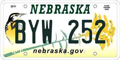 NE license plate BYW252