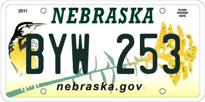 NE license plate BYW253