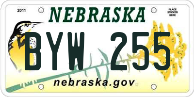 NE license plate BYW255