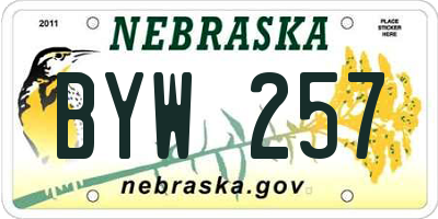 NE license plate BYW257
