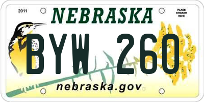 NE license plate BYW260
