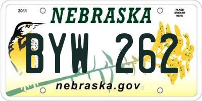 NE license plate BYW262