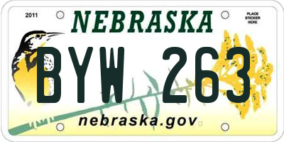 NE license plate BYW263