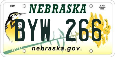 NE license plate BYW266