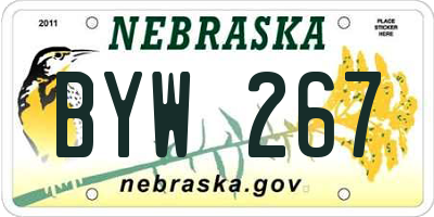 NE license plate BYW267
