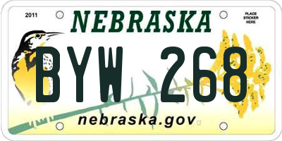 NE license plate BYW268