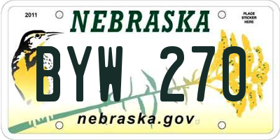 NE license plate BYW270