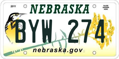 NE license plate BYW274