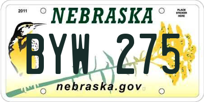 NE license plate BYW275