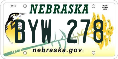 NE license plate BYW278