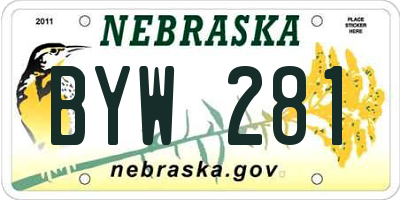 NE license plate BYW281