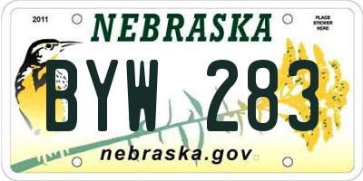 NE license plate BYW283
