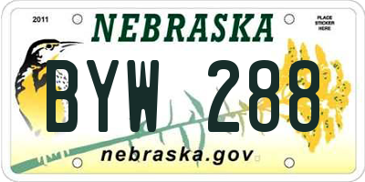 NE license plate BYW288