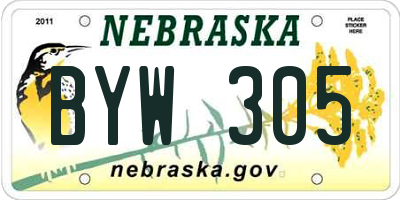 NE license plate BYW305