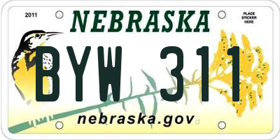 NE license plate BYW311