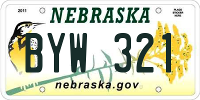 NE license plate BYW321