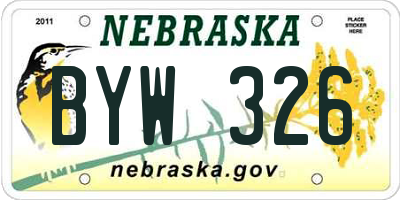 NE license plate BYW326