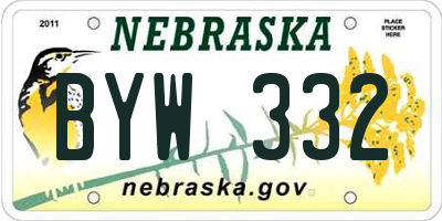 NE license plate BYW332