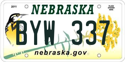 NE license plate BYW337