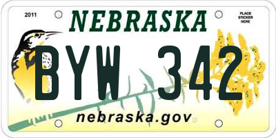 NE license plate BYW342