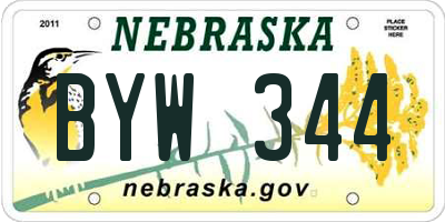 NE license plate BYW344