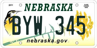 NE license plate BYW345