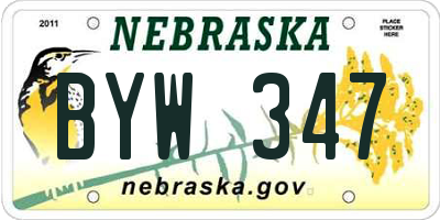 NE license plate BYW347