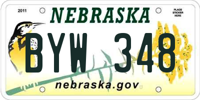 NE license plate BYW348