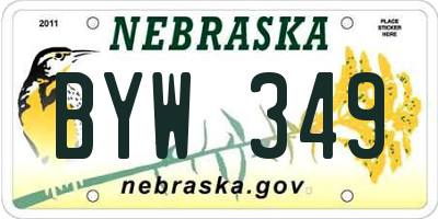 NE license plate BYW349