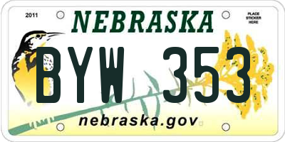 NE license plate BYW353