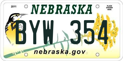 NE license plate BYW354