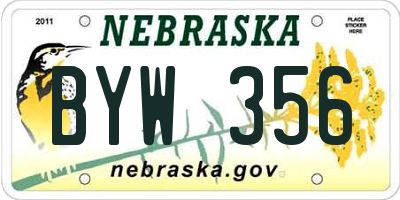 NE license plate BYW356