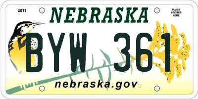 NE license plate BYW361