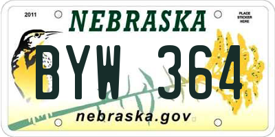 NE license plate BYW364