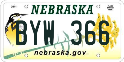 NE license plate BYW366