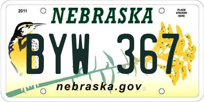 NE license plate BYW367