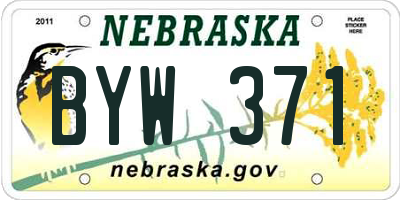 NE license plate BYW371