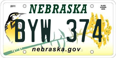 NE license plate BYW374