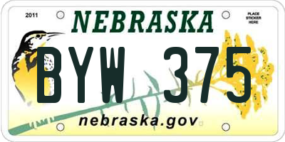 NE license plate BYW375