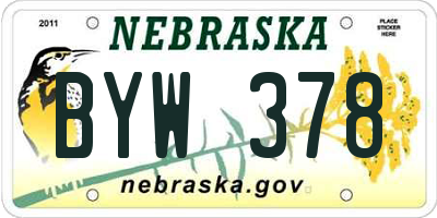 NE license plate BYW378