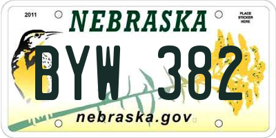NE license plate BYW382