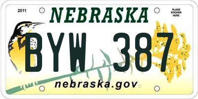 NE license plate BYW387