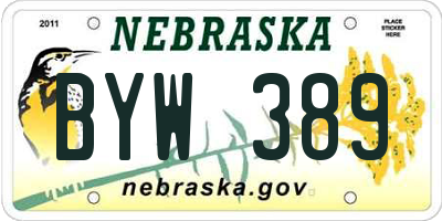 NE license plate BYW389