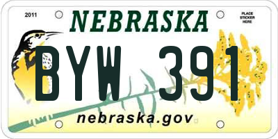 NE license plate BYW391