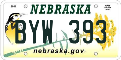 NE license plate BYW393