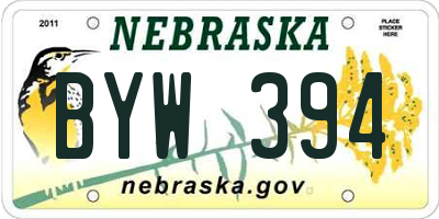 NE license plate BYW394
