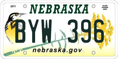 NE license plate BYW396