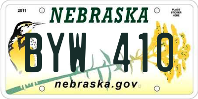 NE license plate BYW410