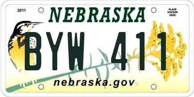 NE license plate BYW411